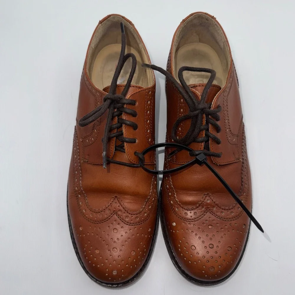 J.Crew Ludlow Wingtip Oxfords Tan Leather‎ Brogue Shoes Made in Italy Men's 7 B